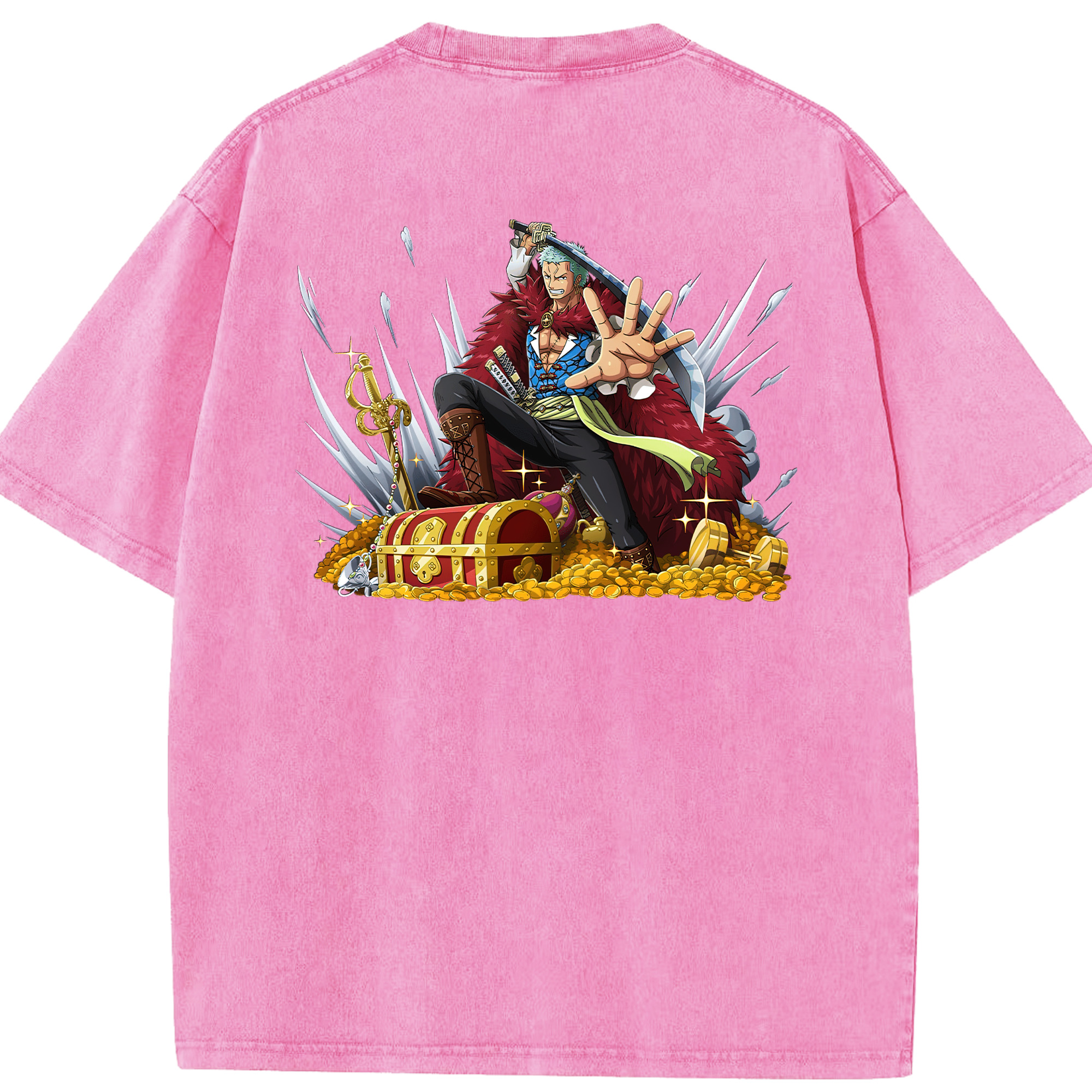 ワンピース ロロノア・ゾロ ONE PIECE Roronoa Zoro 綿100% ヴィンテージ風 半袖Tシャツ（背面プリント）